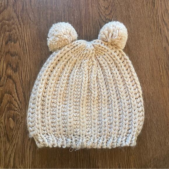 Nude Pink Cozy Knit Pom-Pom Beanie w/Metallic Thread - Picture 1 of 5